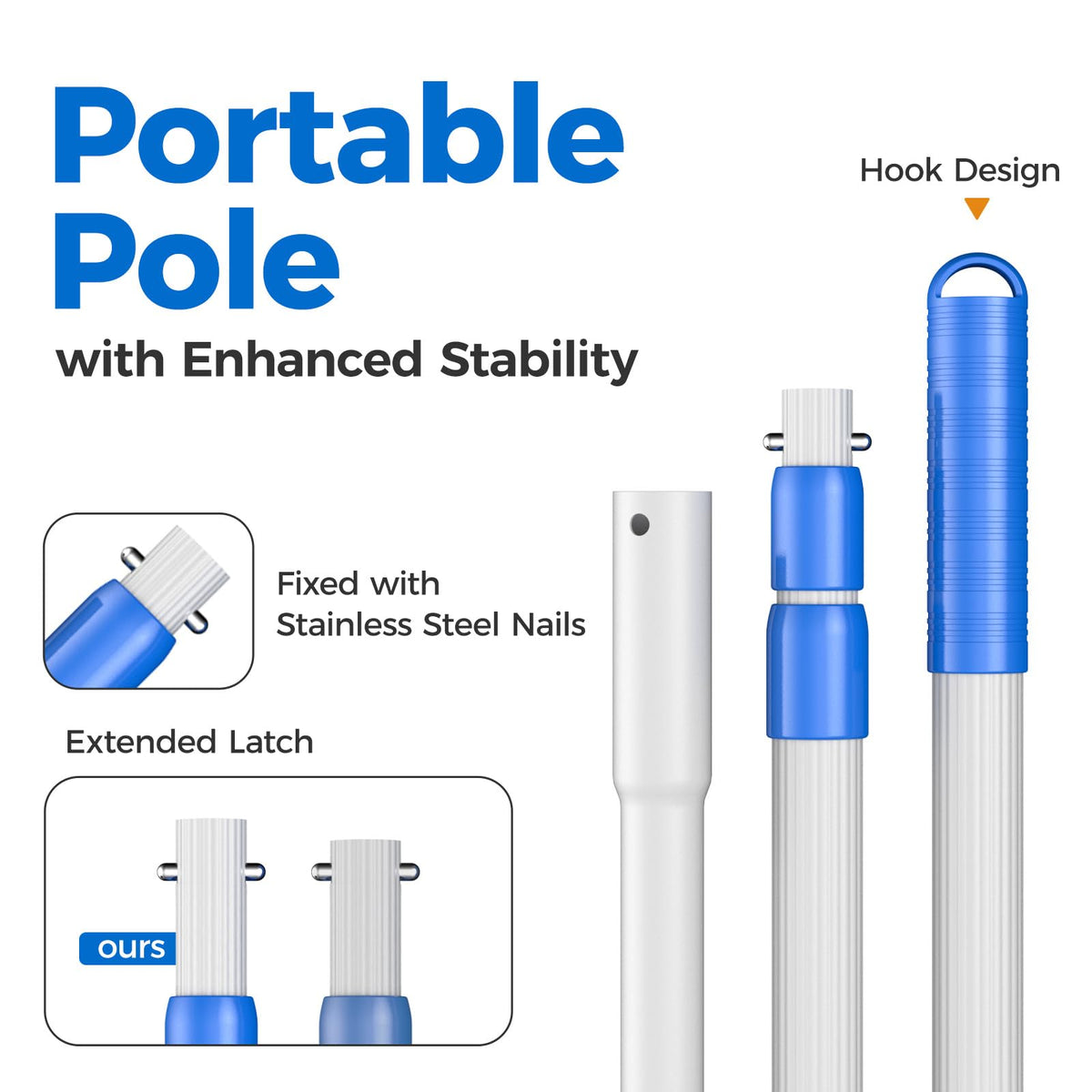 Mowend aluminum pole construction delivers sturdy long-term use.