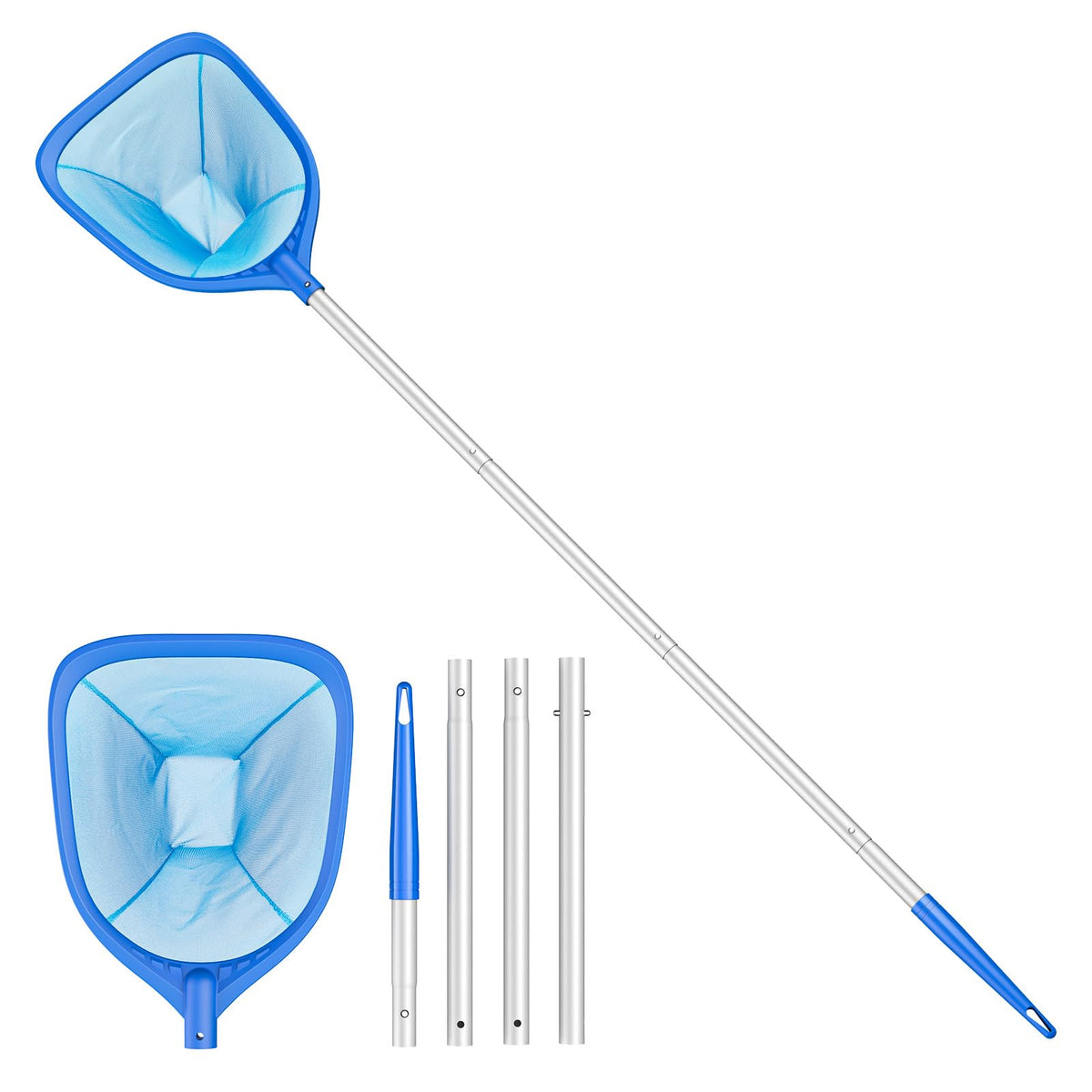 Mowend skimmer net 57in assembly offers complete reach for quick pool cleanup.