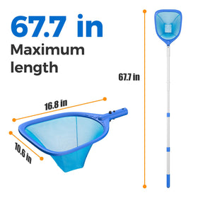 Mowend skimmer net removes leaves and debris efficiently.