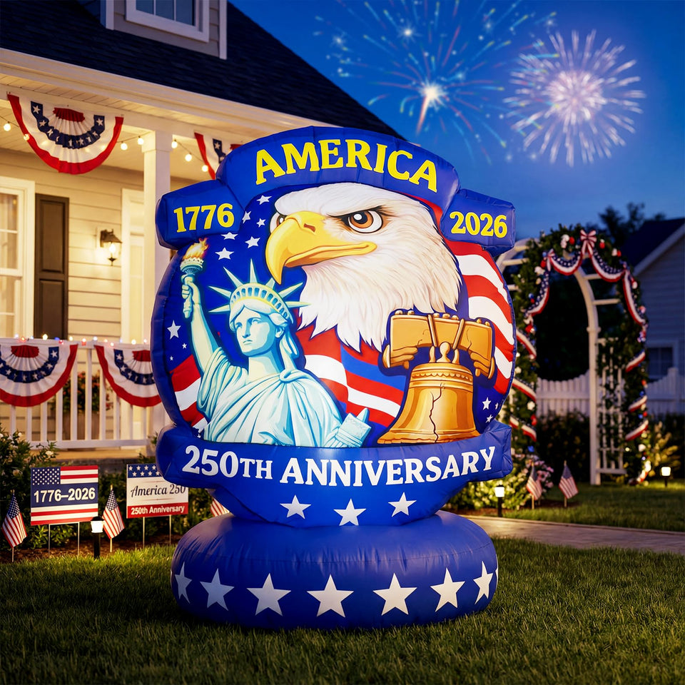 Mowholm 5ft patriotic inflatable with bald eagle design for standout yard display.