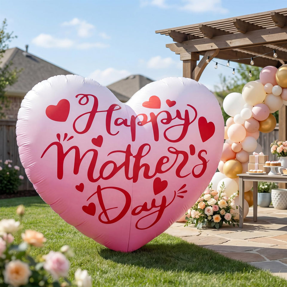 mowholm 6.5ft double-sided heart inflatable for Mother's Day and Father's Day display in yards