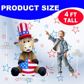Mowholm patriotic 4ft inflatable Highland cow yard decor for Independence Day