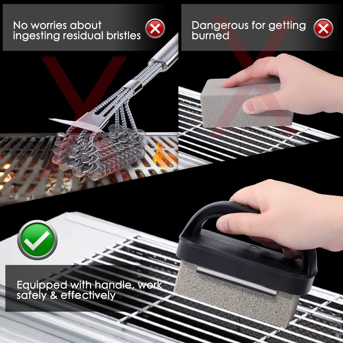 MOWOT brick set with handle enables safer, easier grill cleaning