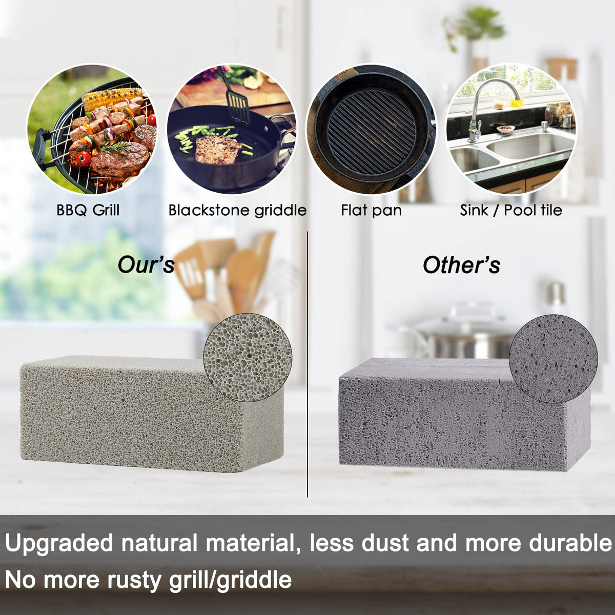 MOWOT gray pumice stone brick for effective non-scratch griddle cleaning