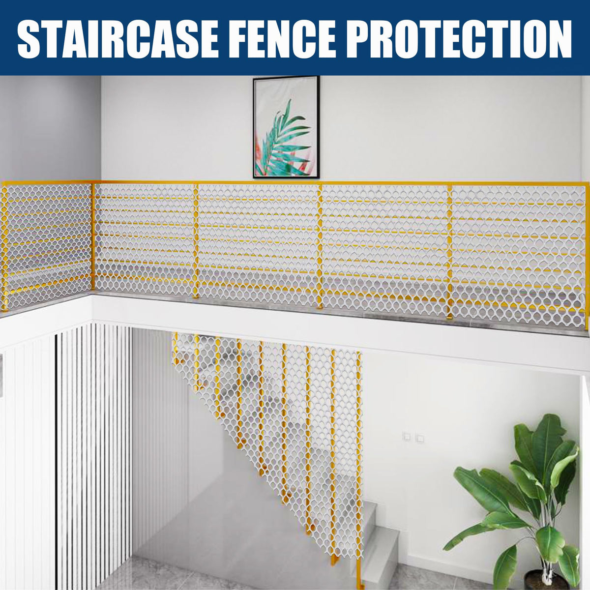 Moyios 500GSM plastic mesh shown as a lightweight, crack-resistant fencing solution.