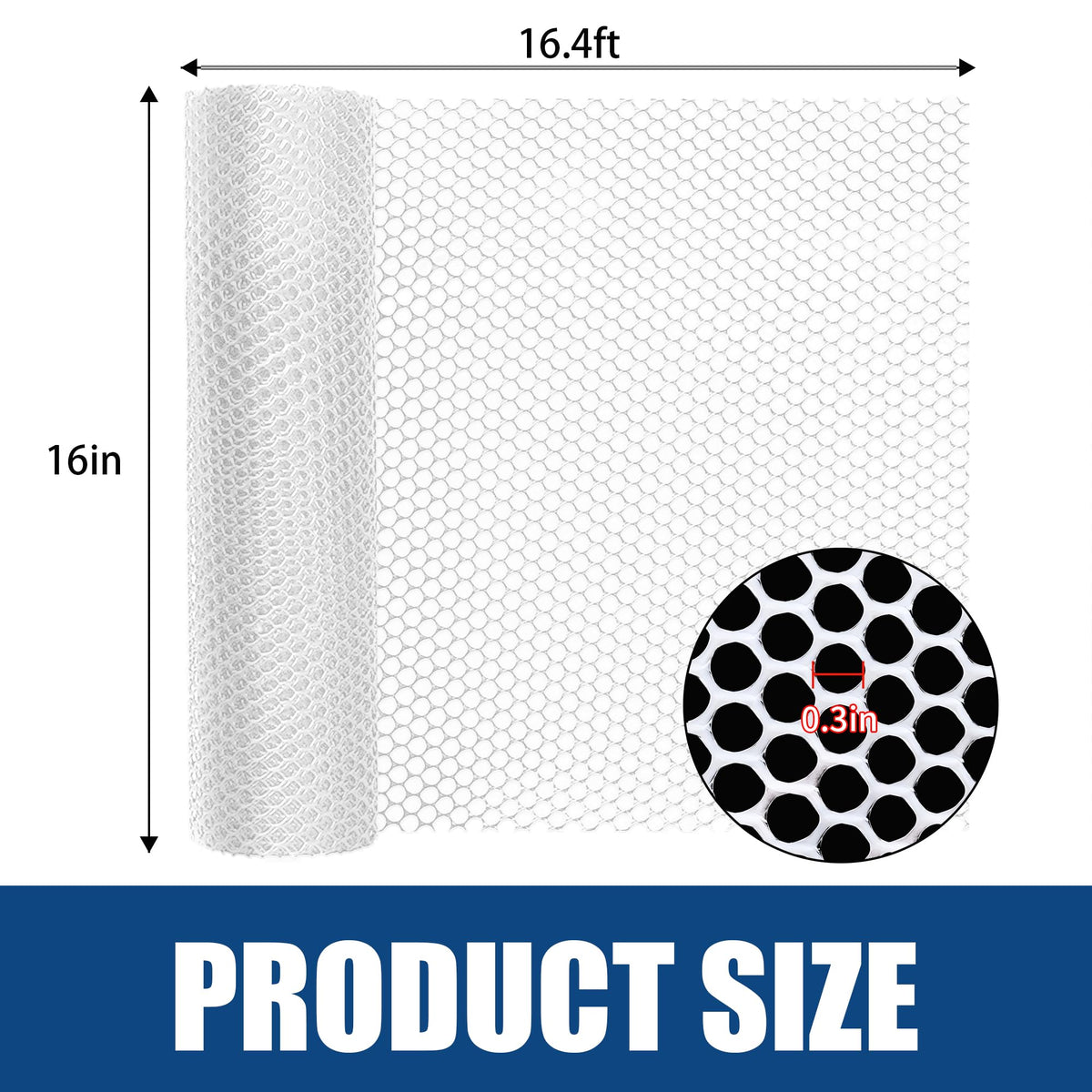 Moyios white plastic mesh grid close-up shows 0.3 inch spacing and lightweight durability.