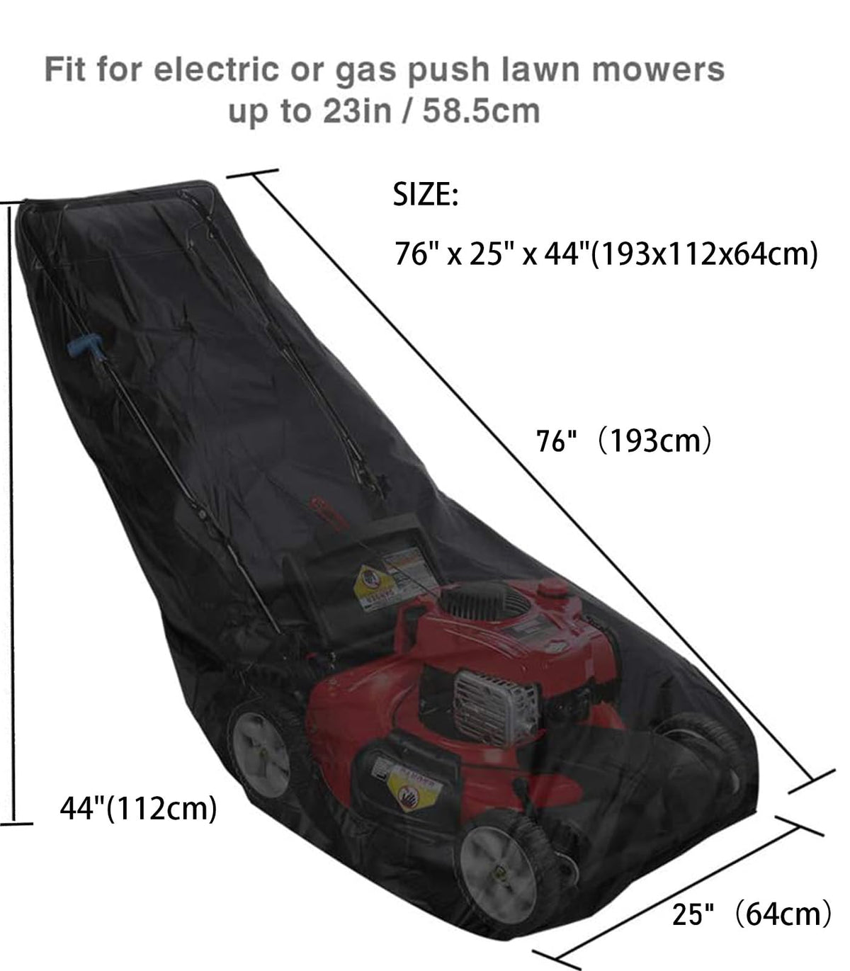 Moyubath lawnmower cover with drawstring ensures a secure fit.