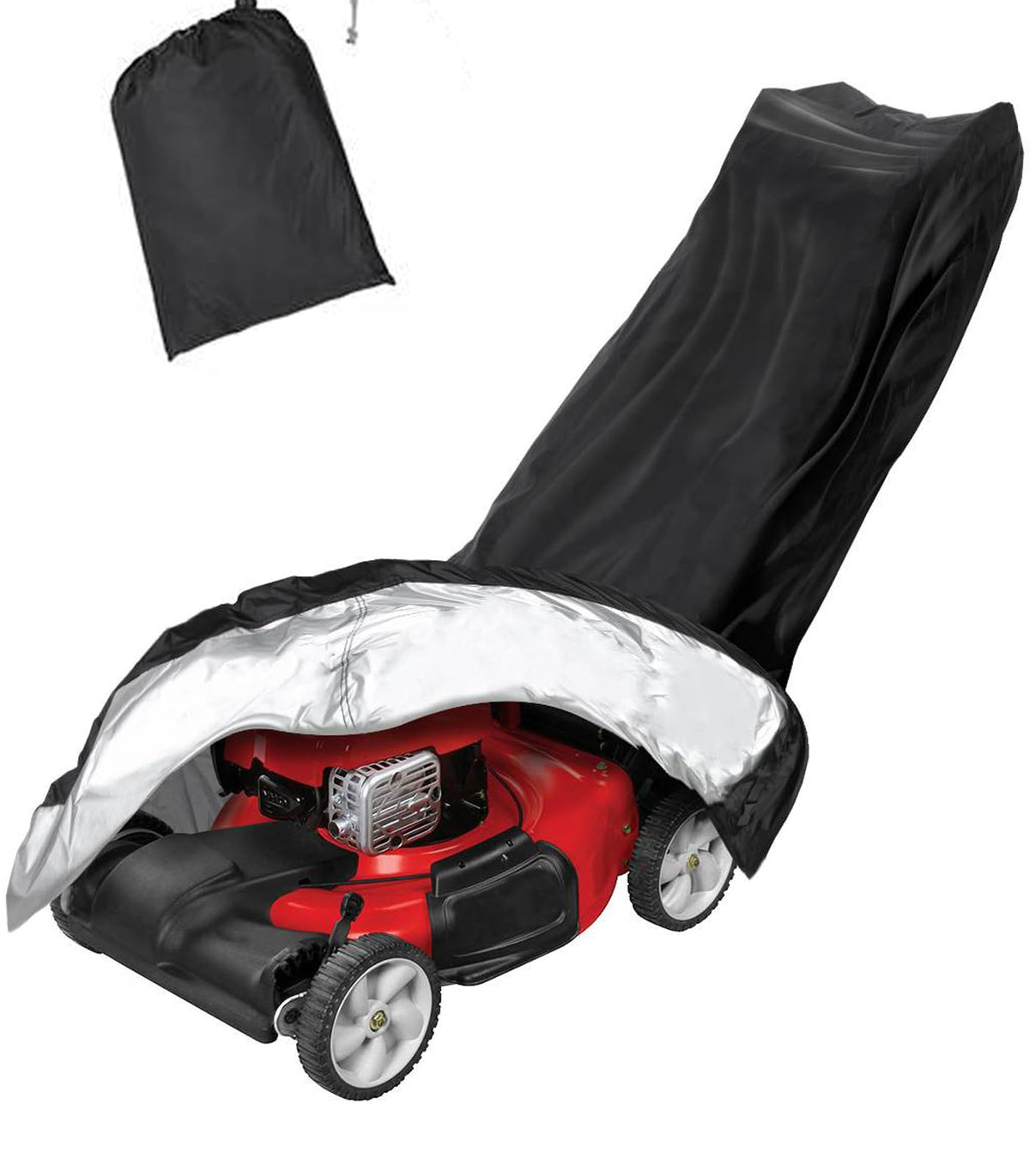 Moyubath lawnmower cover with universal fit protects from sun and rain.