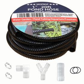 MPOBSP corrugated pond tubing black exterior demonstrates discreet outdoor plumbing for water features.