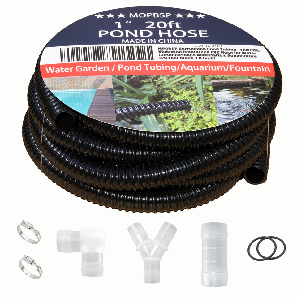 MPOBSP corrugated pond tubing black exterior demonstrates discreet outdoor plumbing for water features.