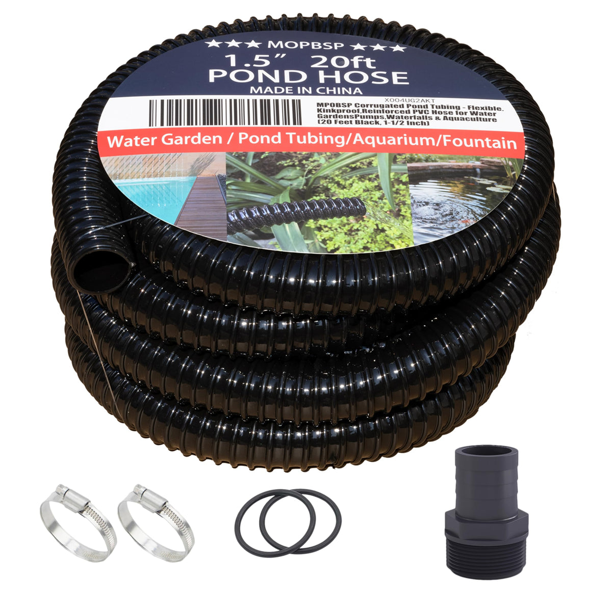 MPOBSP corrugated pond tubing exterior in black for discreet pond installation.