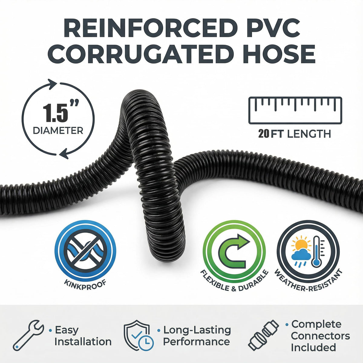 MPOBSP corrugated pond tubing interior smooth bore for steady flow.