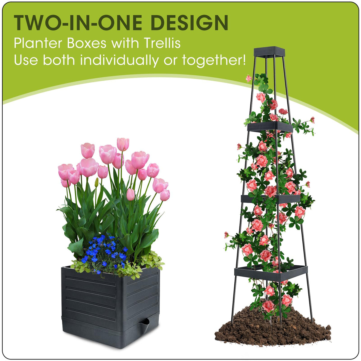 MQFORU PP material square planter withstands weather for outdoor use.