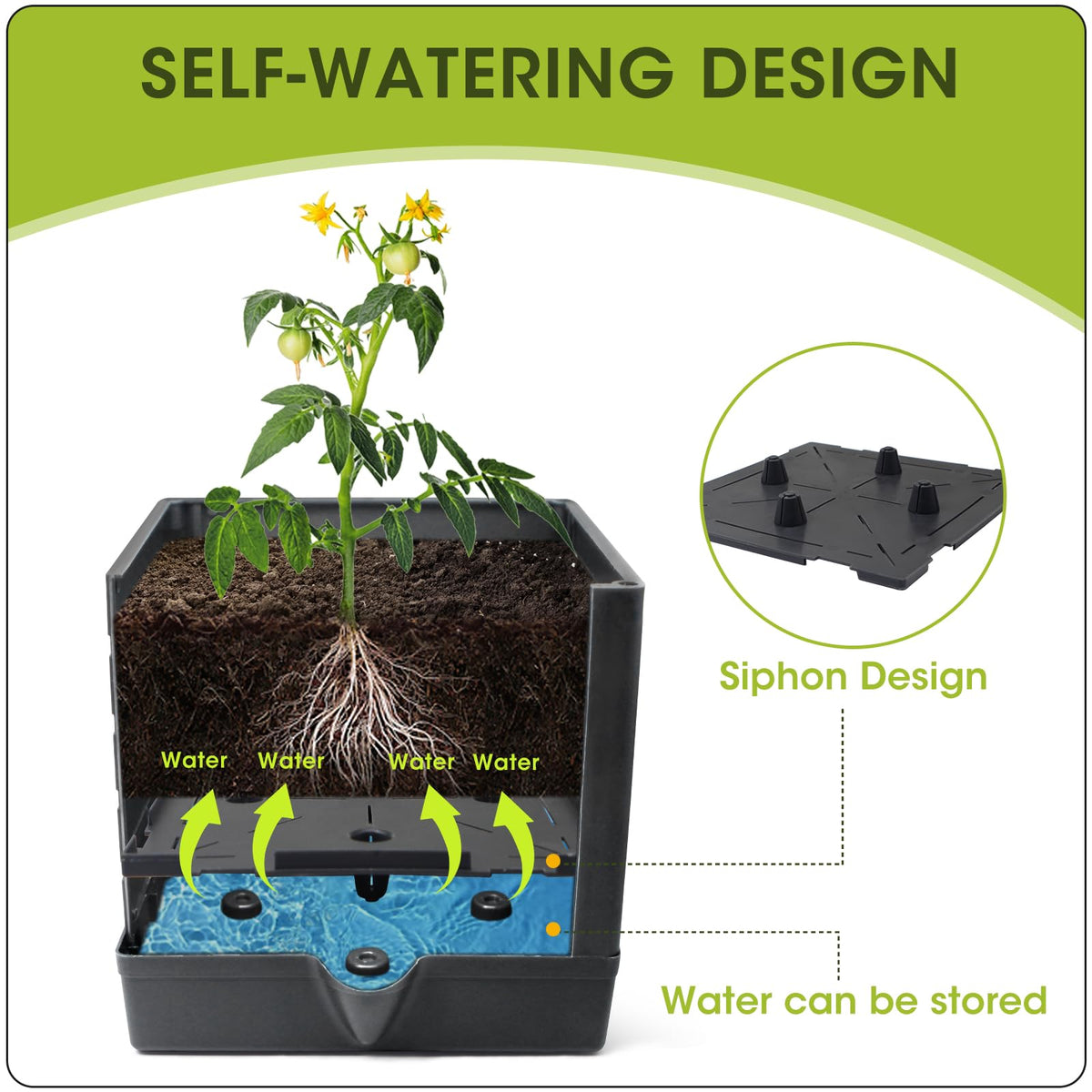 MQFORU self-watering plant box with trellis for versatile growth.