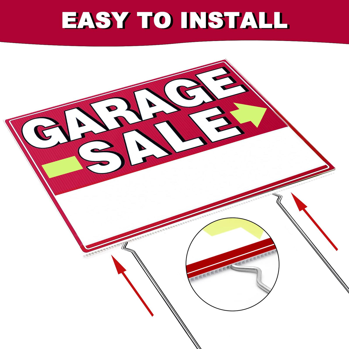 MQHS arrow-marked garage sign highlights direction at a glance