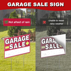 MQHS garage sale signs 17x13 side view showing bright visibility from multiple angles