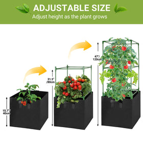 MQHUAYU 47-inch cage assembly showing sturdy frame supports tall tomato plants.