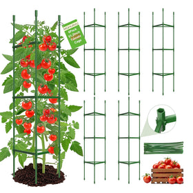 MQHUAYU 6-pack tomato cages assembled for instant garden support.