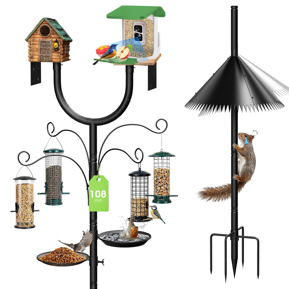 MQHUAYU bird feeder pole with extended height for versatile yard placement