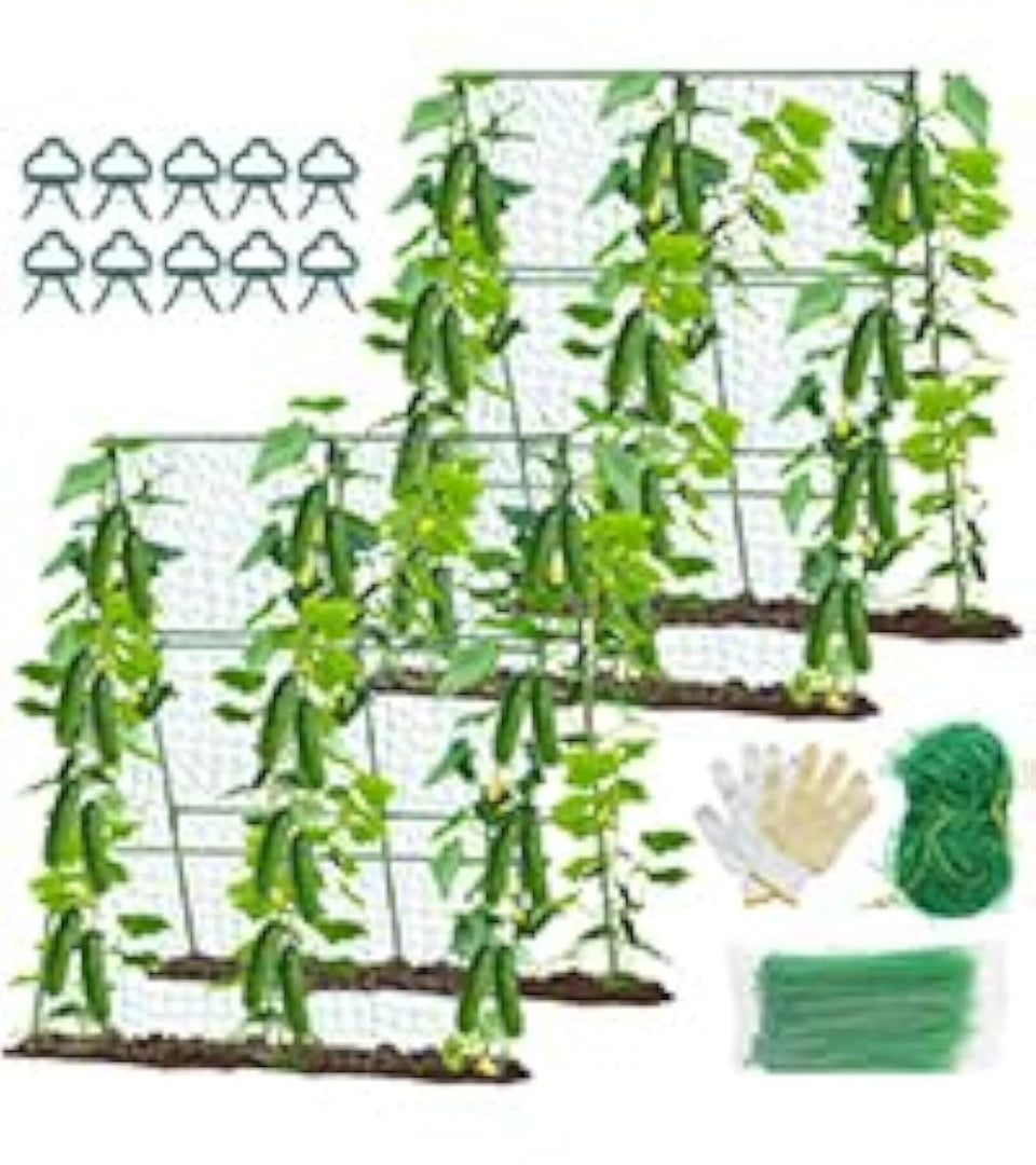 MQHUAYU cucumber trellis outdoor setup supports climbing plants in raised beds