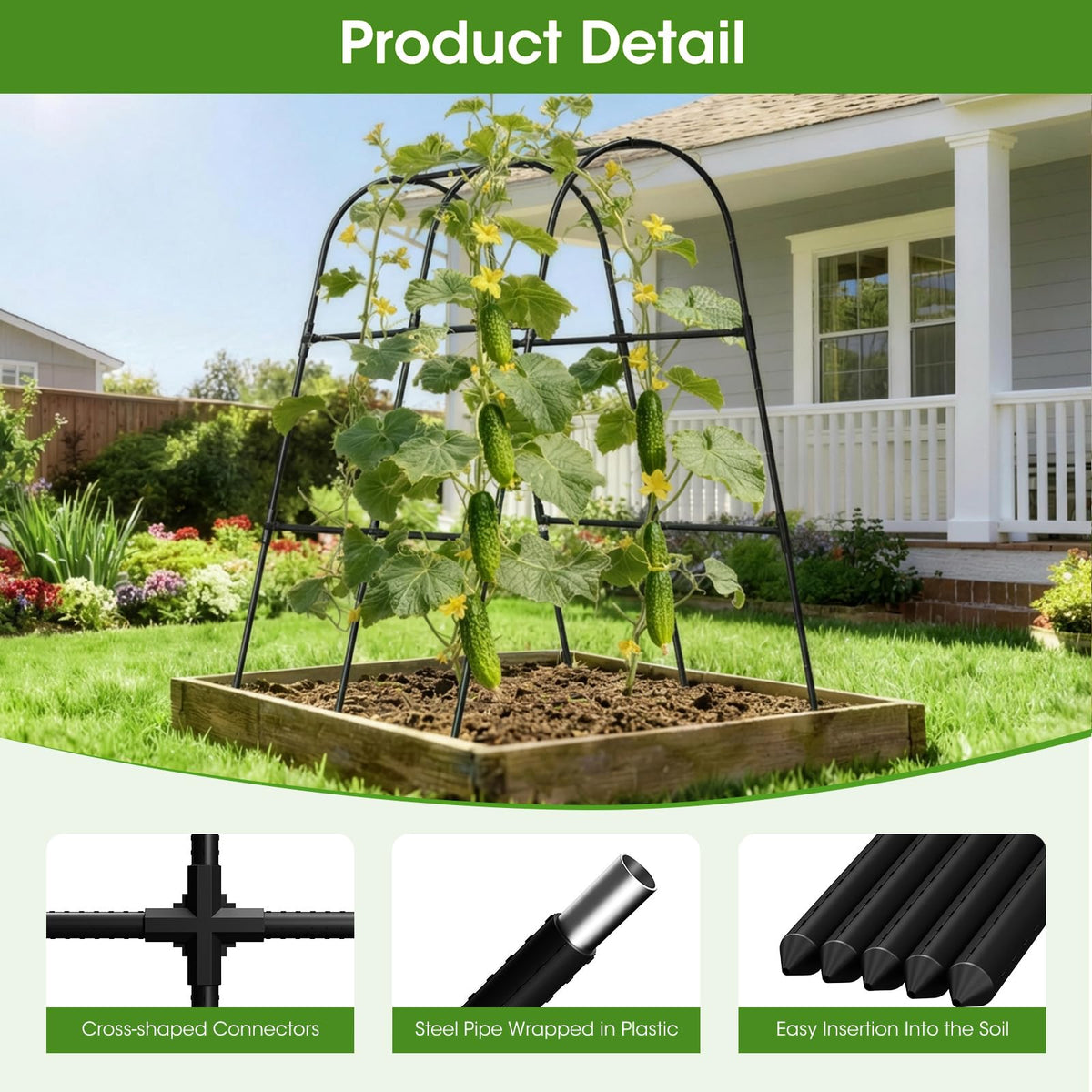 MQHUAYU cucumber trellis rustproof coating protects metal and plants