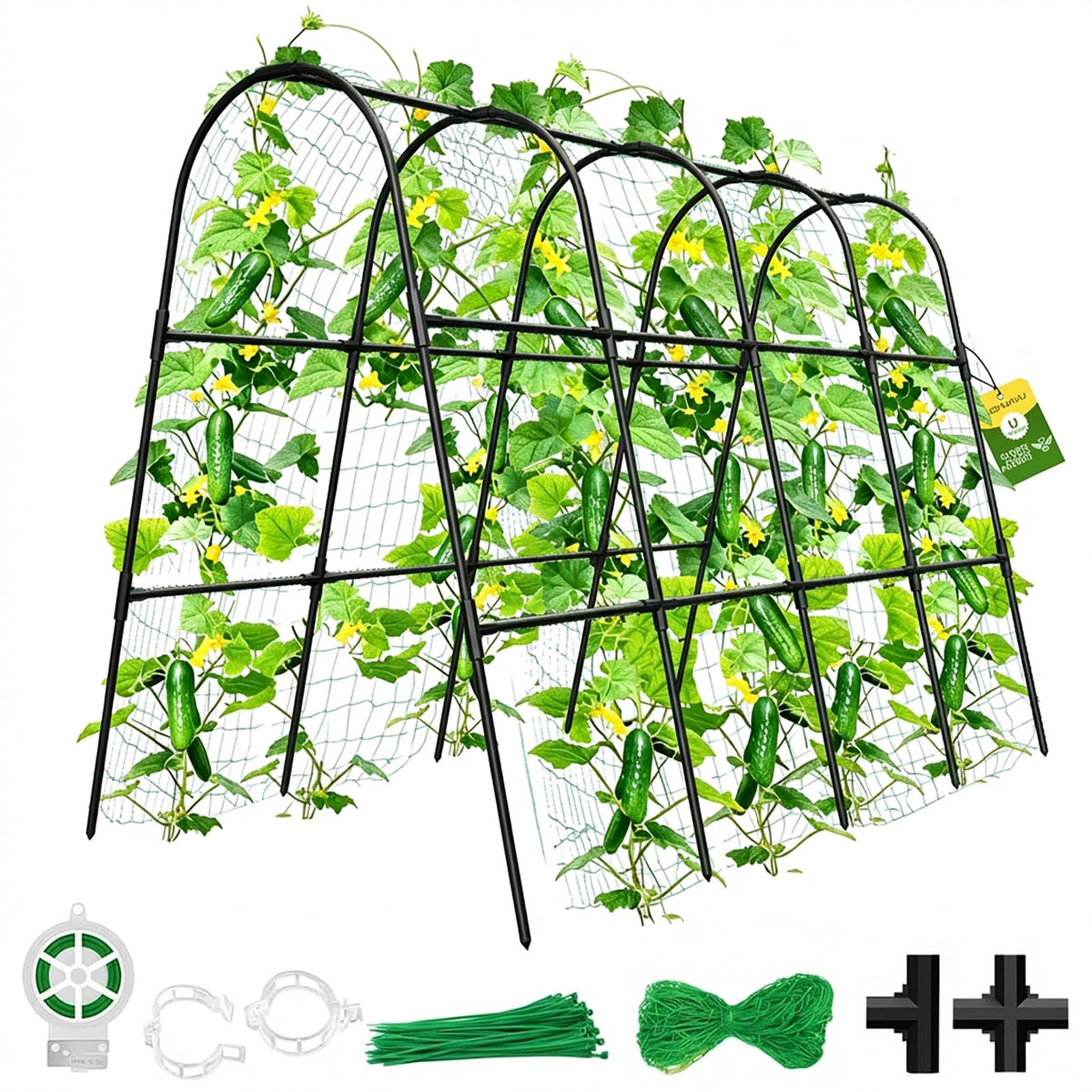 MQHUAYU cucumber trellis U-shape arch supports climbing vines in raised beds