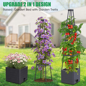 Four-corner tower design maximizes vertical space for tall climbing plants