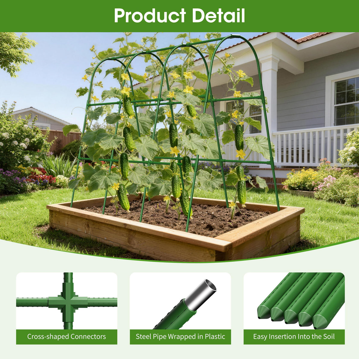 MQHUAYU garden arch trellis provides stable support for vines and vegetables