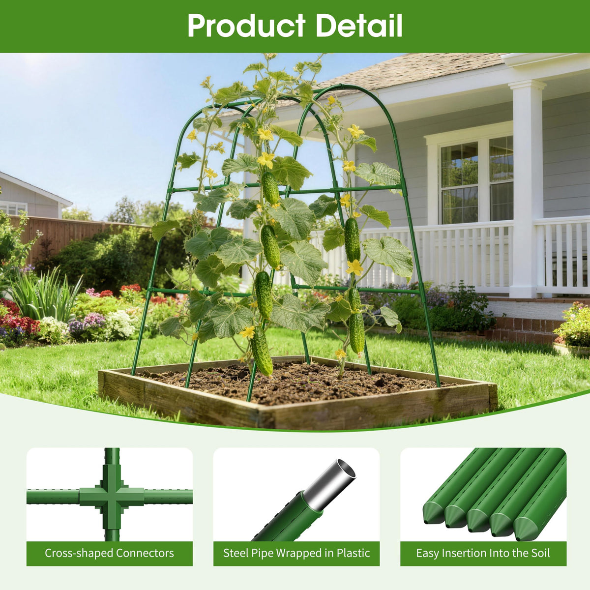 MQHUAYU garden trellis arch demonstrates stability for two-sided planting.