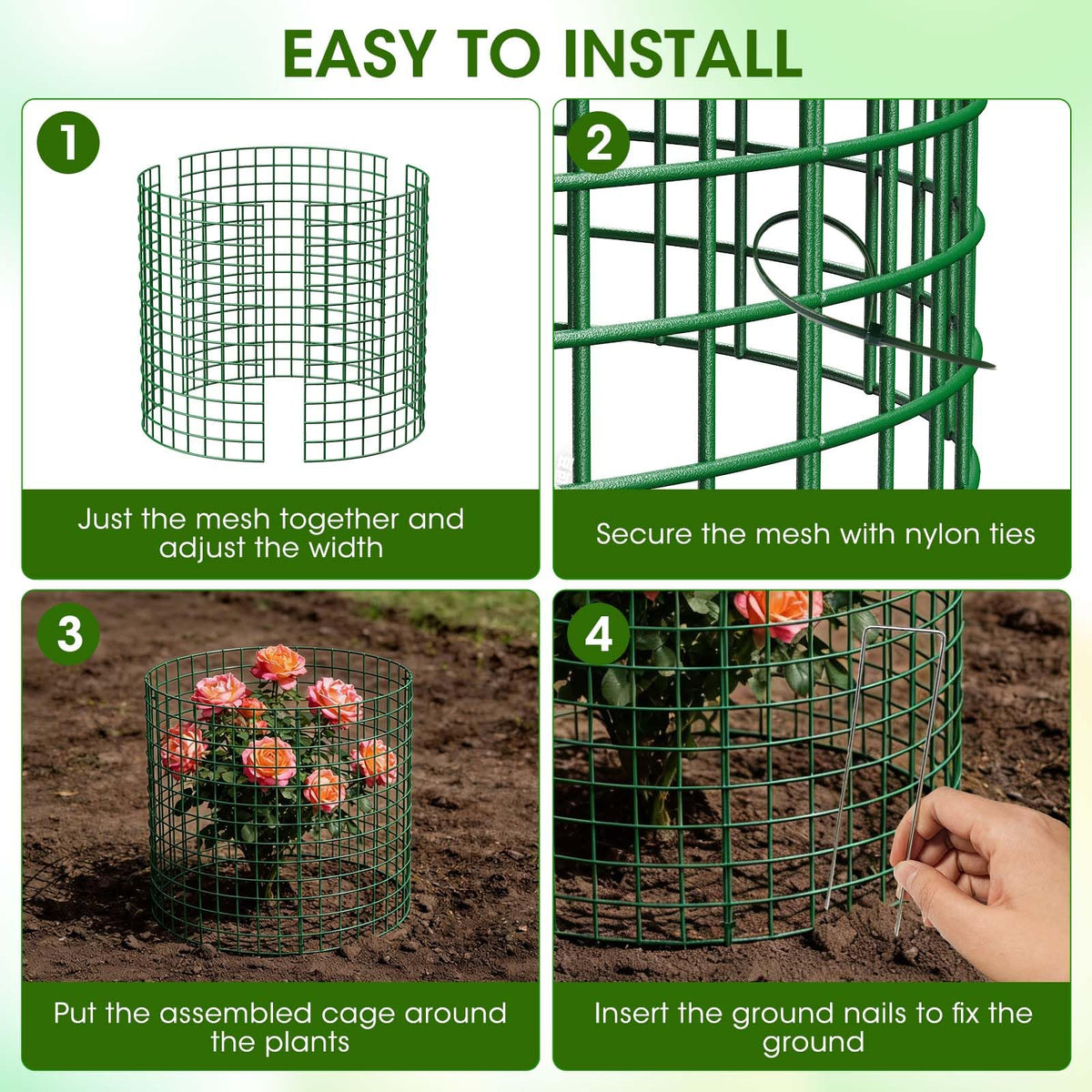 MQHUAYU ground stakes and cable ties ensure secure, stable installation.