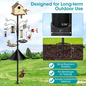 MQHUAYU heavy-duty bird feeder stand provides stable support in wind.