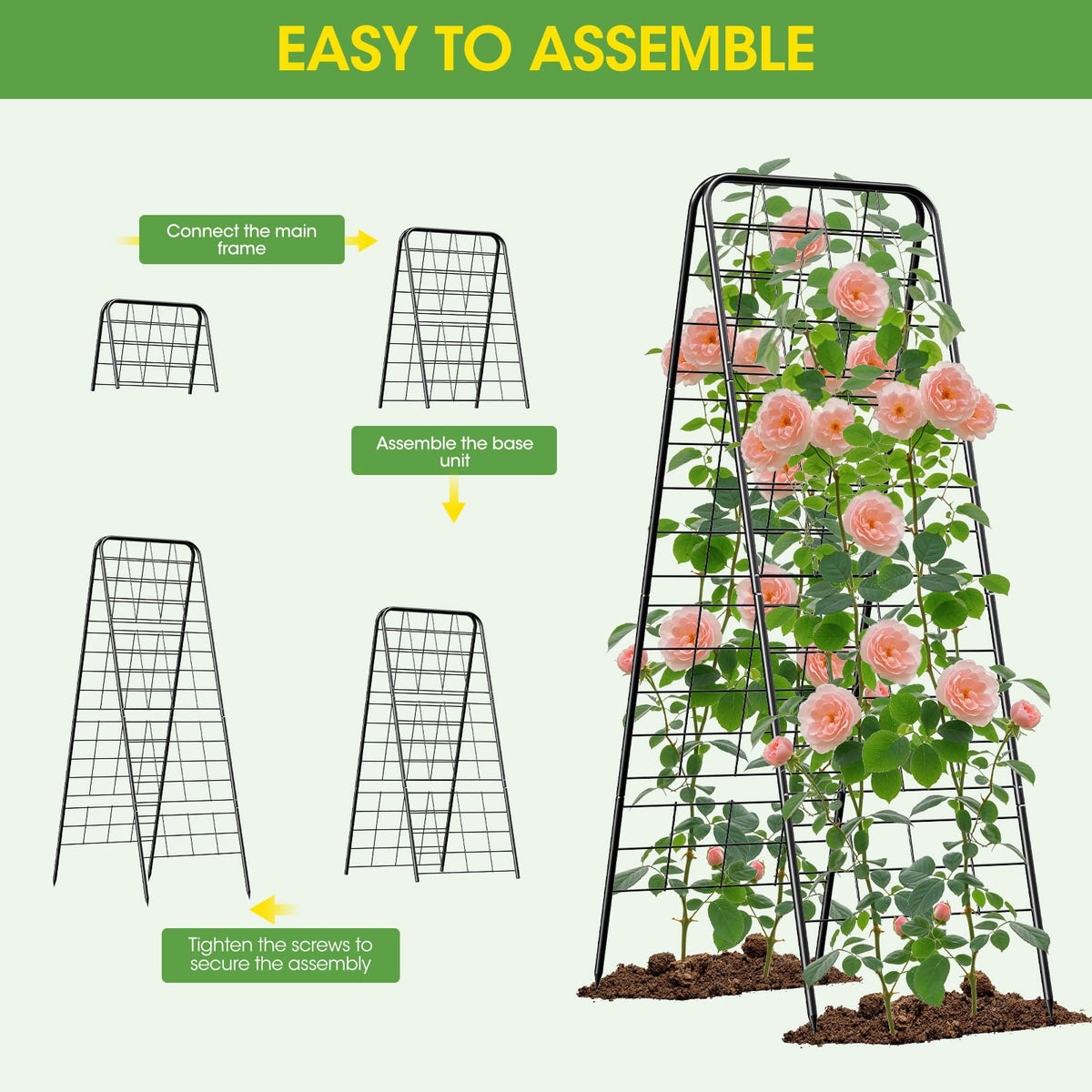 MQHUAYU cucumber trellis extended to 50 inches for tall climbers.