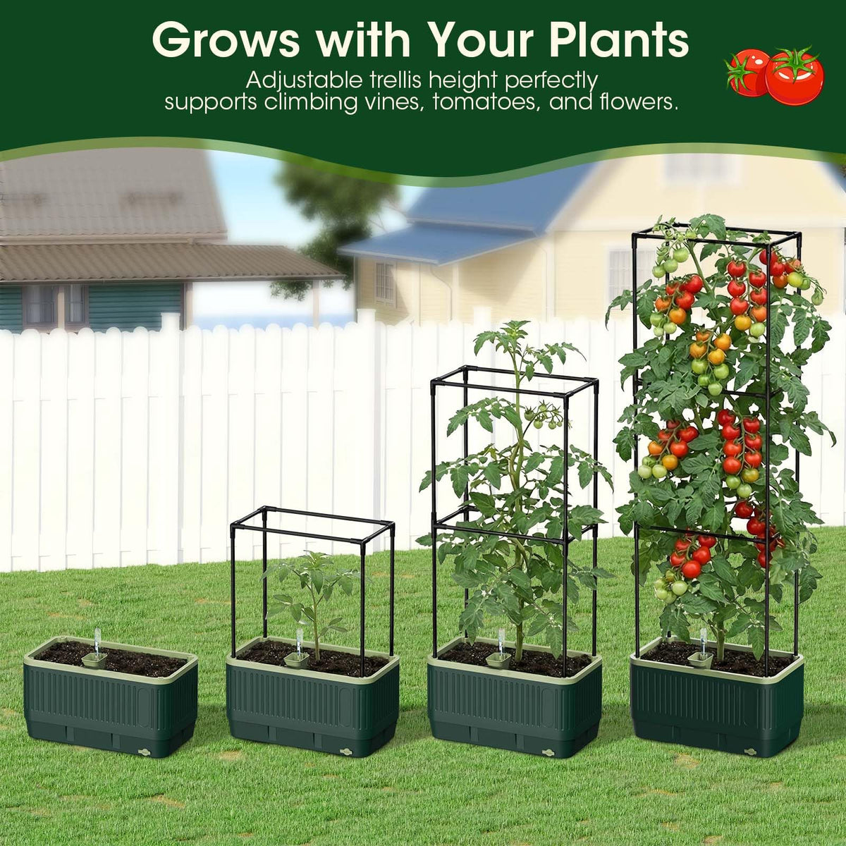 MQHUAYU modular 3-tier trellis adapts from seedling to tall support.