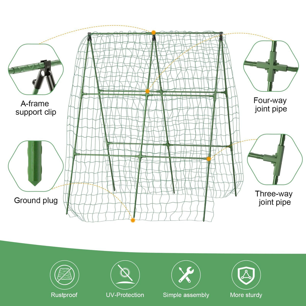 MQHUAYU raised-bed trellis setup keeps vegetables off soil for cleaner harvest.