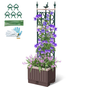 MQHUAYU raised bed with trellis side view for sturdy climbing plants.