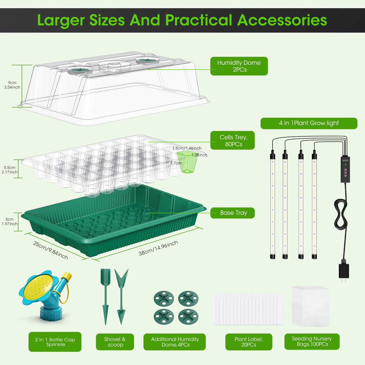 MQHUAYU seed starter kit includes 100 nursery bags.