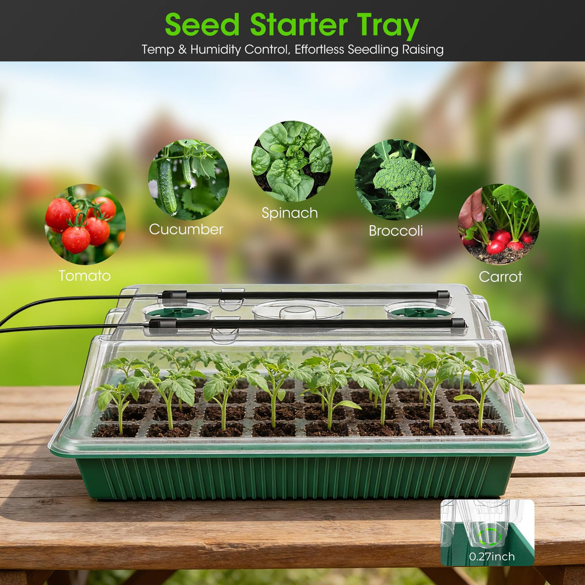 MQHUAYU seed starter tray sprinkler cap 2in1 for easy watering.