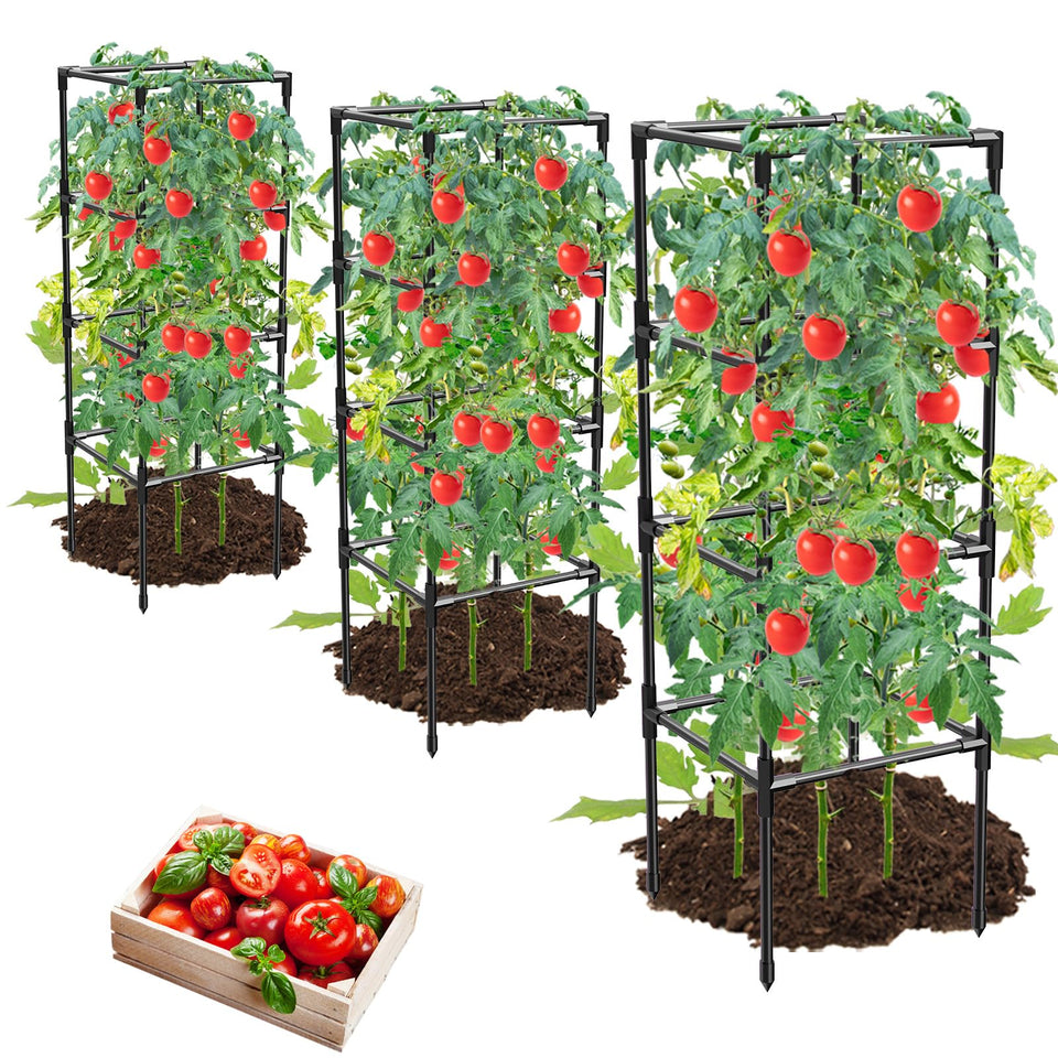 MQHUAYU square frame tomato cage 3 pack provides sturdy garden support