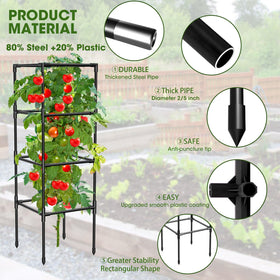 MQHUAYU adjustable height tomato cage setup grows with plants