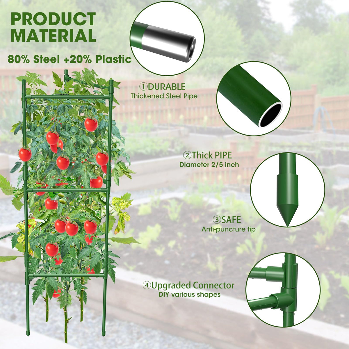MQHUAYU rust-resistant steel-wrapped cage for durable garden support.