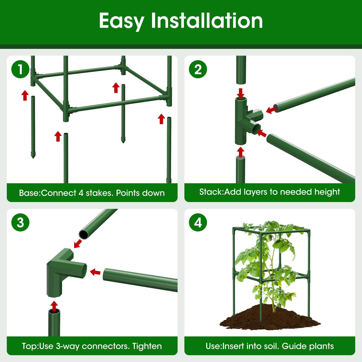 MQHUAYU tomato cage spacious design promotes full sunlight and air circulation.