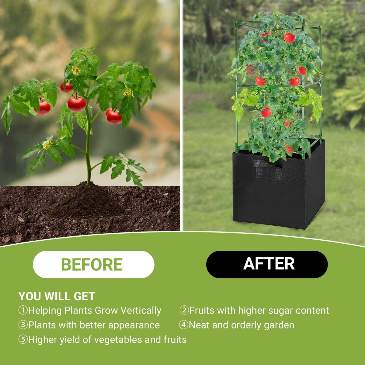 MQHUAYU vertical trellis feature supports sprawling cucumbers and strawberries.