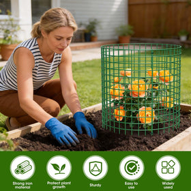 MQHUAYU wire mesh garden cage setup providing flexible coverage for young plants.