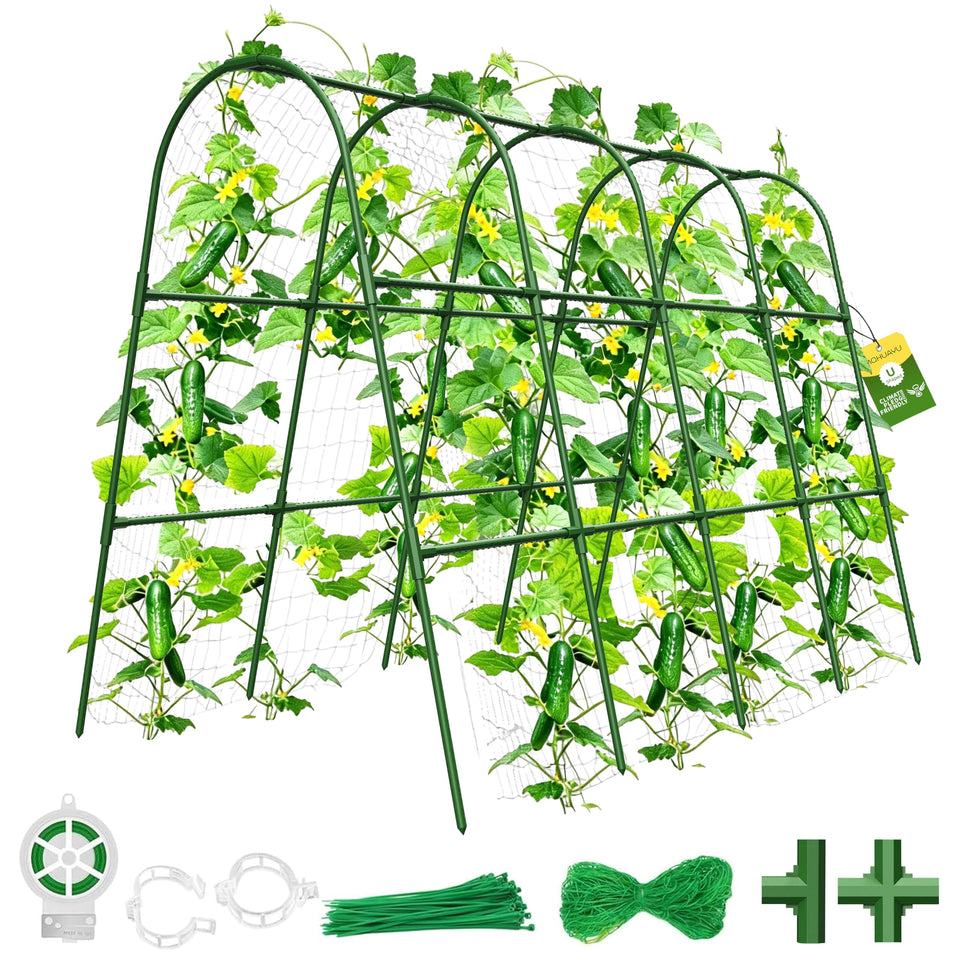 MQHUAYU cucumber trellis in raised bed with U-shape arch supports climbing plants