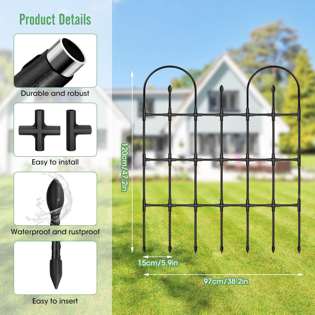 MQHUAYU Trellis 47-2-inch-high 35-4-inch-wide provides ample climbing space.