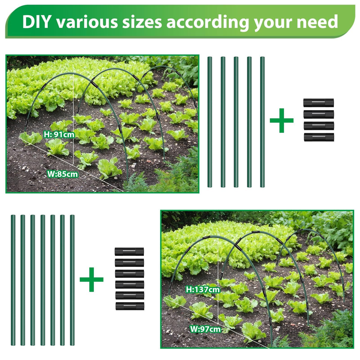 MQJIAZHI 12sets greenhouse hoops grow tunnel create protective archways for plants.