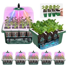 MQJIAZHI 5-pack 60-cell seed starter tray for easy indoor germination and self-watering convenience.