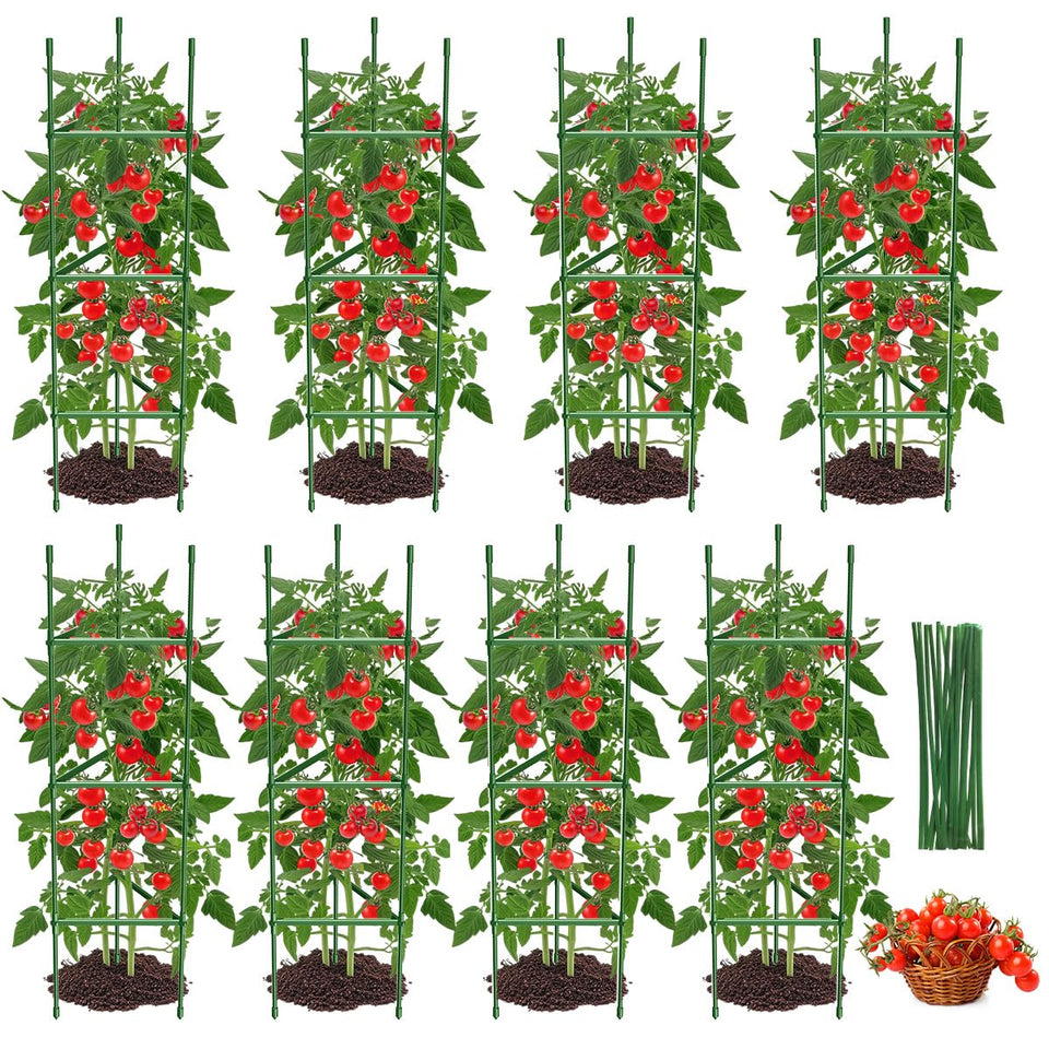 MQJIAZHI 8PCS tomato cages with adjustable height support thriving plants in pots