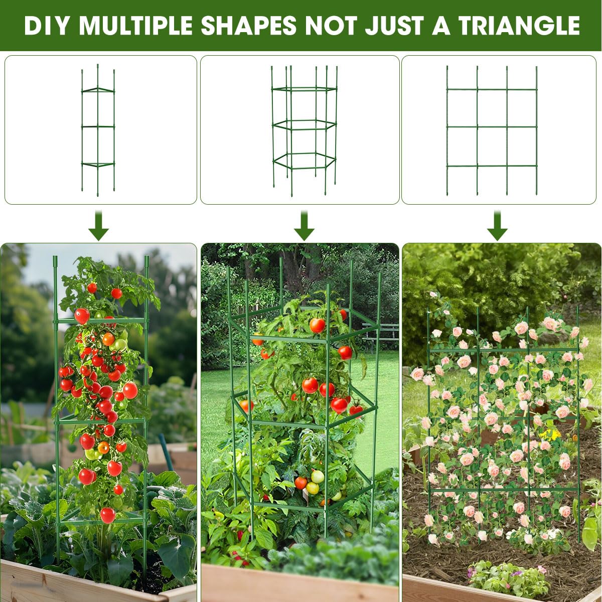 MQJIAZHI 8PCS tomato cages configured as rectangles for sturdy support