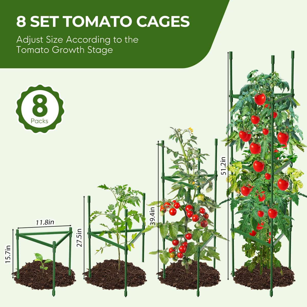 MQJIAZHI tomato cages arranged as triangles maximize vertical space